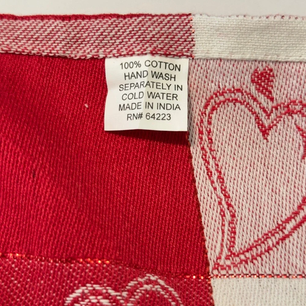 Red White Buffalo Check Heart Napkins Set of 4 Cotton Valentine Farmhouse 16x16
